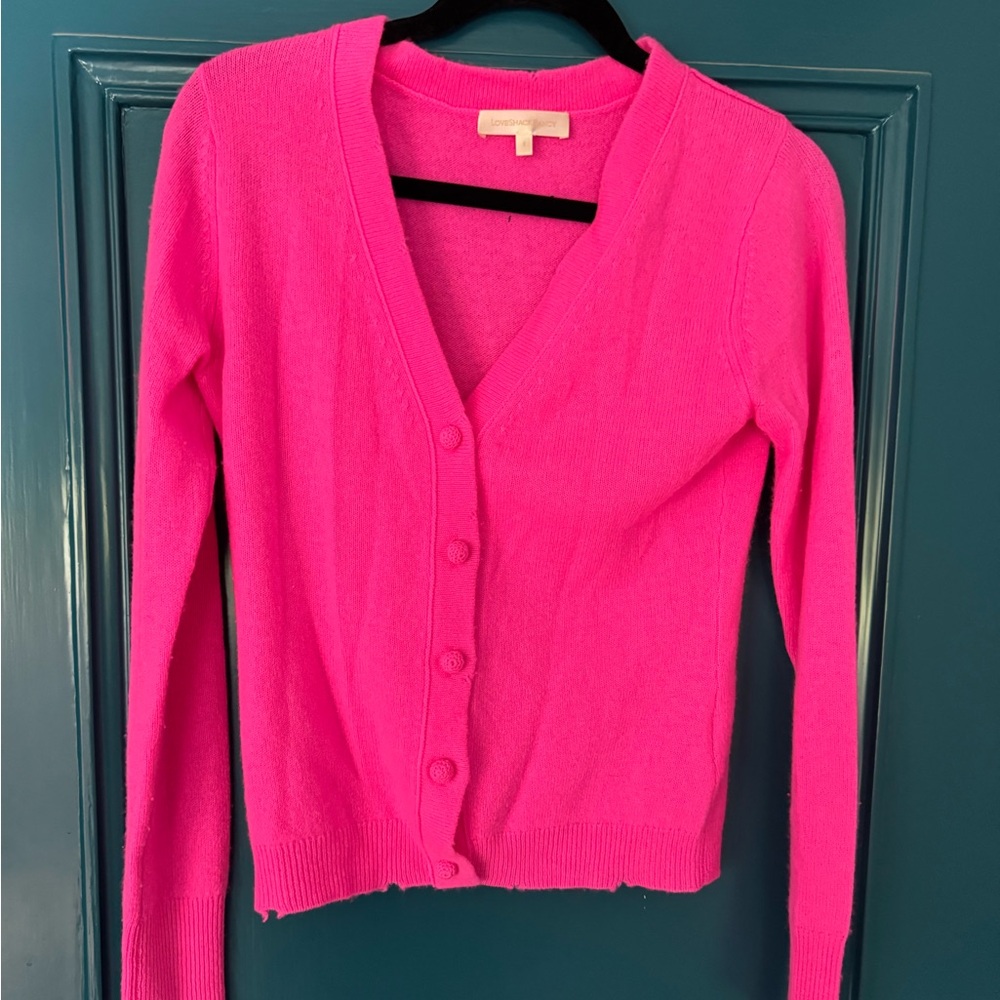 LoveShackFancy Pink Cardigan Sweater